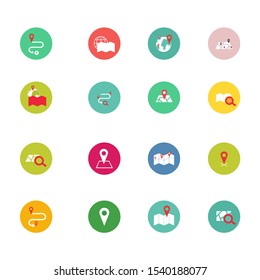 Navigation flat icon set for web design, mobile app. Navigation vector icons or logo