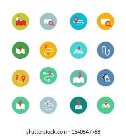 Navigation flat icon set for web design, mobile app. Navigation vector icons or logo