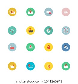 Navigation flat icon set for web design, mobile app. Navigation vector icons or logo