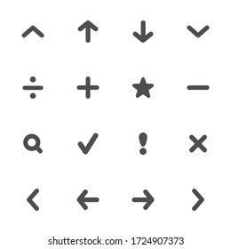 Navigation flat icons in gray. Set of 16 pieces.