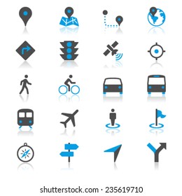 Navigation flat with reflection icons