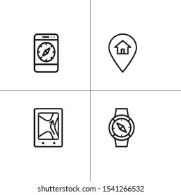 Navigation gps andlocation lineal icon set