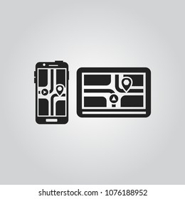 Navigation gps application screen icons set