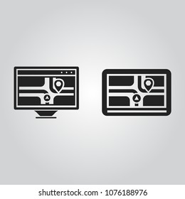 Navigation gps application screen icons set
