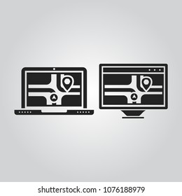 Navigation gps application screen icons set