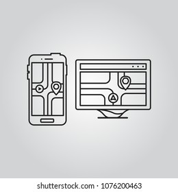 Navigation gps application screen icons set