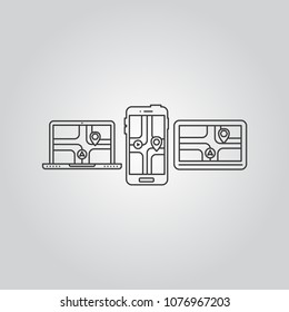 Navigation gps application screen icons set