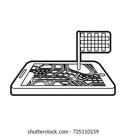 navigation gps device and city map with finish flag technology and traveling concept
