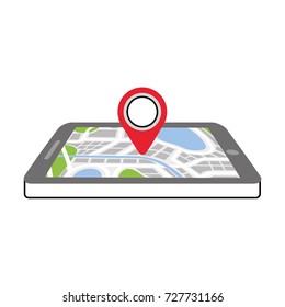 navigation gps device and city map with pins technology and traveling concept