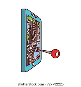 navigation gps device and city map with pins technology and traveling concept
