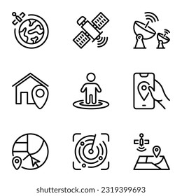Navigation and GPS line icons set. search, cartography, compass, distance, direction, map, navigation, marker, traffic, way, arrow, outline, trip, earth, journey, address, graphic, app