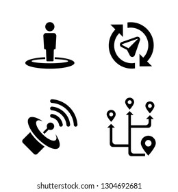 Navegación, Ruta GPS. Iconos Vectores Relacionados Sencillos para Video, Aplicaciones Móviles, Sitios Web, Proyectos de Impresión y Su Diseño. Navegación, icono de la ruta GPS Ilustración plana negra en fondo blanco.