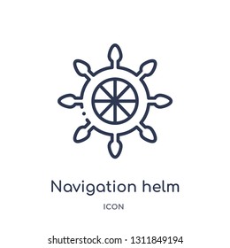 navigation helm icon from people outline collection. Thin line navigation helm icon isolated on white background.