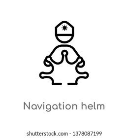 navigation helm vector line icon. Simple element illustration. navigation helm outline icon from people concept. Can be used for web and mobile
