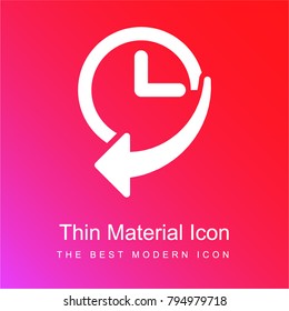 Navigation history interface symbol of a clock with an arrow red and pink gradient material white icon minimal design