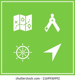 navigation icon. 4 navigation vector set. compass, map and helm icons for web and design about navigation theme