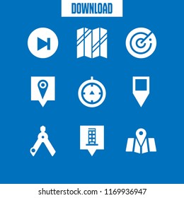 navigation icon. 9 navigation vector set. compass, map pin, maps and next icons for web and design about navigation theme
