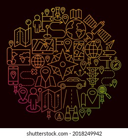 Navigation Icon Circle Concept. Vector Illustration of Outline Design.