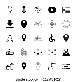 Navigation icon. collection of 25 navigation filled and outline icons such as disabled, location pin, location, arrow, play. editable navigation icons for web and mobile.