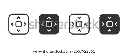 Navigation icon. Four arrows button vector illustration. Used for moving or adjusting direction symbol. Interface control for remote or screen alignment sign. Functional UI navigation pictogram.