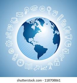 navigation icon with globe