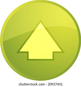 Botão brilhante do ícone de navegação para cima, forma redonda