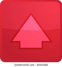 Up navigation icon glossy button, square shape vector
