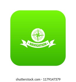 Navigation icon green vector isolated on white background