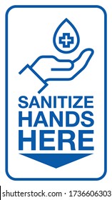 navigation icon indicating the location of the wall dispenser with sanitizer for disinfection hands prevention from coronavirus covid 19, sanitize hands here with drop of antiseptic in palm hand icon