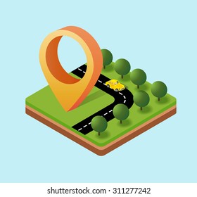 Navigation icon isometric plans, the direction of the pointer movement