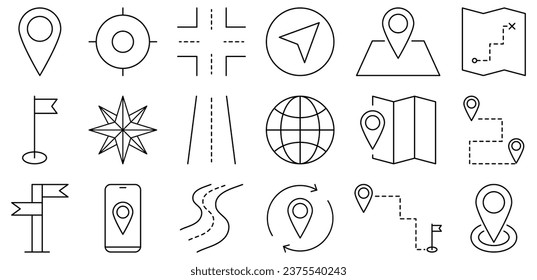 Navigation icon line set. Design can use for web and mobile app. Vector illustration
