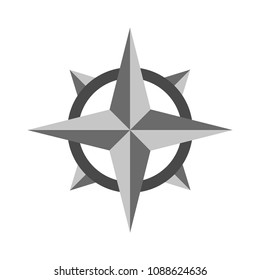 Navigation icon. Logo. Vector illustration. Linear flat style. Wind rose. Star. Compass.