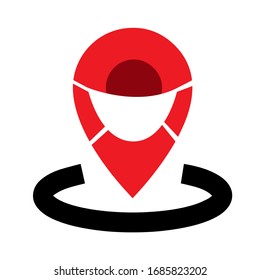 navigation icon for map in protective mask.