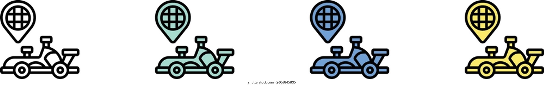 navigation icon. Outline, Green, Blue and Yellow Style Design Isolated On White Background