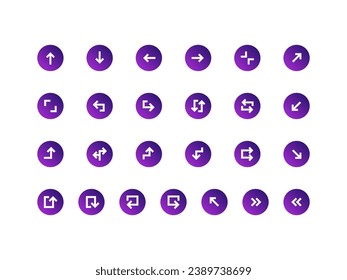 Navigation Icon Pack Gradient Circular Style. Arrow Icons Collection Perfect for Websites, Landing Pages, Mobile Apps, and Presentations. Suitable for User Interface or User Experience UI UX.