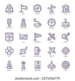 Navigation icon pack for your website design, logo, app, and user interface. Navigation icon basic line gradient design. Vector graphics illustration and editable stroke.