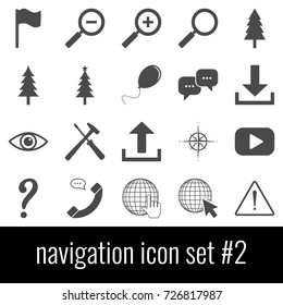 Navigation. Icon set 2. Gray icons on white background.