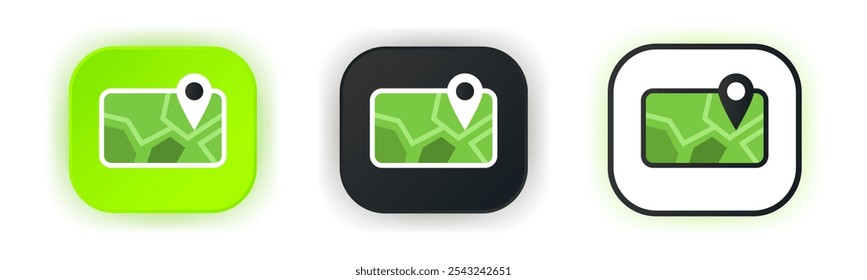 Navigation icon set. Design for app icons.  Button template. Vector illustration. 