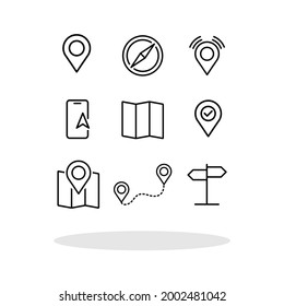Navigation icon set in flat style. Location symbols for your web site design, logo, app, UI Vector EPS 10.	
