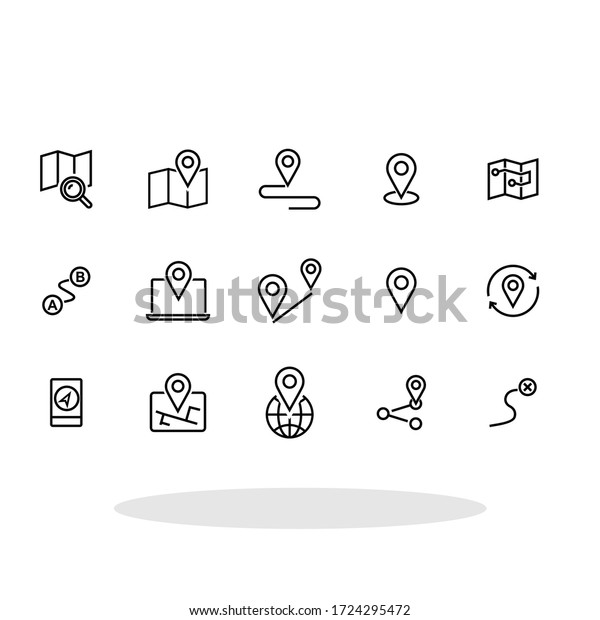 Navigation icon set in\
flat style. Location symbols for your web site design, logo, app,\
UI Vector EPS 10.	
