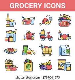 Navigation icon set for Online grocery store. Vector illustration