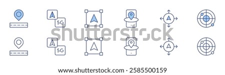 Navigation icon set in two styles, Duotone and Thin Line style. Editable stroke. gps, navigation, radar, location, object.