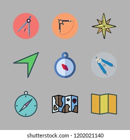 navigation icon set. vector set about compass, map and wind rose icons set.