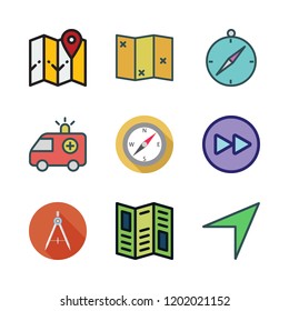 navigation icon set. vector set about road map, fast forward, compass and boat icon icons set.