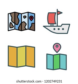 navigation icon set. vector set about sailboat and map icons set.