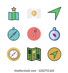 navigation icon set. vector set about road map, map and compass icons set.