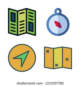 navigation icon set. vector set about compass, map and road map icons set.