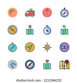 navigation icon set. vector set about compass, map, boat icon and wind rose icons set.