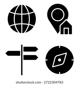 Navigation Icon Set Vector Design Glyph Template