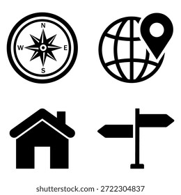 Navigation Icon Set Vector Design Glyph Template